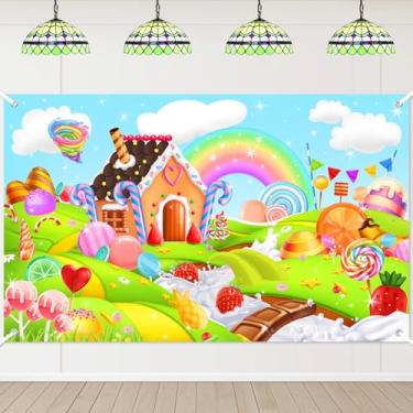 Imagem de Avezano Sweet Candyland Pano de fundo para meninas, pirulito, doces, tema doce, decoração de festa de aniversário, desenho animado, arco-íris, gengibre, chá de bebê, faixa de festa de aniversário (1,8