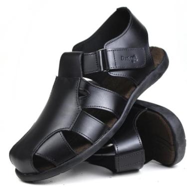 Imagem de Sandália De Couro Masculina Confortável Franciscana percata para idoso