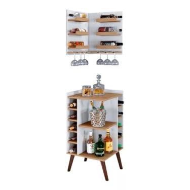 Imagem de Móveis Adega Aparador Canto Parede Barzinho Decoração(Off White/Nature)