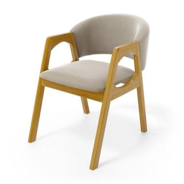 Imagem de Cadeira Agatha Madeira Maciça Estofada Para Mesa De jantar - Mais Lar 