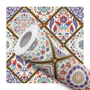 Imagem de Papel De Parede Adesivo Lavável Cozinha Azulejo Português Colorido Ban
