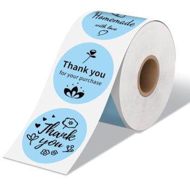 Imagem de Etiqueta térmica de 5 cm, rolo de adesivos redondos azuis compatível com Phomemo Rollo Zebra Omezizy Munbyn Knaon Jadens Pedoolo Polono iDPRT Svantto Anycash NelkoGlobal e outras impressoras de