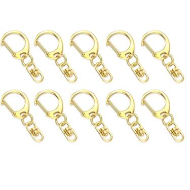 Imagem de Fechos de garra de lagosta giratórios para ganchos de clipe de chaveiro com chaveiro corrente de prata e ouro para artesanato faça você mesmo, 10/30 peças