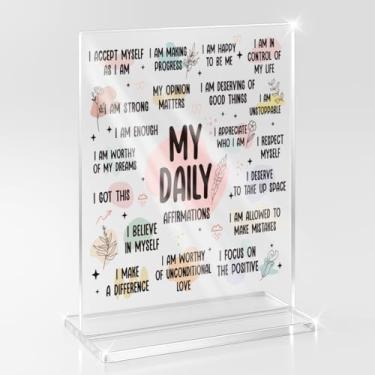 Imagem de Presentes inspiradores de saúde mental, afirmações diárias positivas, placa acrílica, autocuidado, animação, aniversário, agradecimento, presentes para terapeuta, conselheiro, médico, terapia