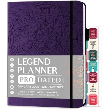Imagem de Legend Planner PRO datado de janeiro de 2026 a janeiro de 2027 - Organizador semanal e diário de luxo com horários. Agenda de agendamentos para trabalho e gerenciamento de tempo, capa dura A4 (roxo