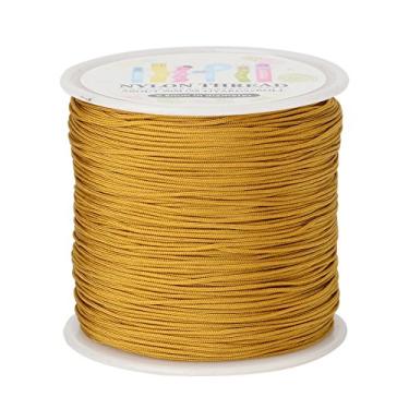 Imagem de Fio de nylon trançado de 0,8 m de 98 metros, fio de corda de macramê chinês com carretel de plástico (Goldenrod)