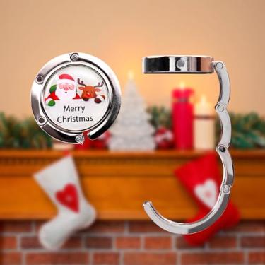 Imagem de Suportes de meia de Natal, ganchos de meia de lareira, cabides de metal leves para cornija de Papai Noel, decoração de festa de Natal (prata)