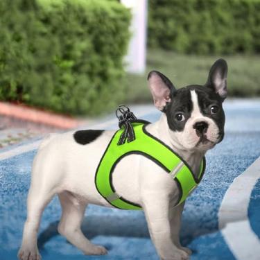 Imagem de Peitoral antipuxão para cães pequenos – colete de tecido Oxford durável com tiras refletivas, malha respirável, fácil de usar verde P (pescoço: 28 cm a 30 cm, peito: 35 cm a 38 cm)