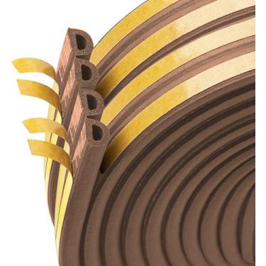 Imagem de Fita excluidora de corrente de 20 metros para janela de porta, decapagem de clima autoadesiva, fita de espuma de vedação contra correntes de ar frio, anticolisão, à prova de som, impermeável, marrom à