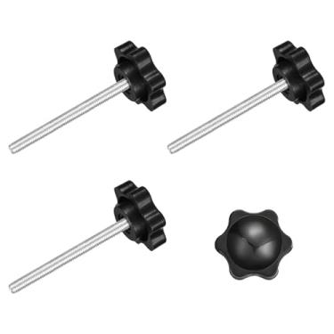 Imagem de Puxador de parafuso de aperto de 4 peças, M4 x 45 mm em forma de estrela hexagonal puxadores de plástico alça de parafuso de aperto manual para móveis mecânicos de base de guarda-chuva, diâmetro de 25