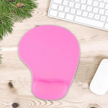 Imagem de Mouse com suporte de pulso em gel, suporte ergonômico para escritório e jogos, base de borracha antiderrapante para computador, rosa