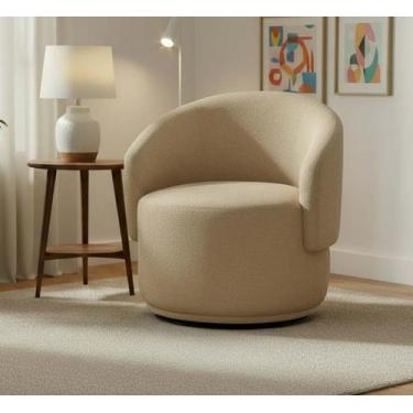 Imagem de Poltrona Decorativa Giratória Sala de Estar Recepção Jasmine Linho - A