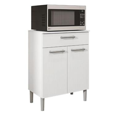 Imagem de Armário De Cozinha Balcão Multiuso Para Micro Ondas Com Gaveta Diamante Branco Kit's Paraná Branco