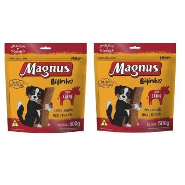 Imagem de Bifinho Magnus para Cães Adultos Sabor Carne - 500g, Kit 2 Bifinho Mag