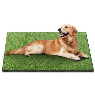 Imagem de aHeemo Vaso sanitário de grama artificial para cães, tapete reutilizável de treinamento de animais de estimação de 78,7 cm x 129,5 cm para casa e viagens, almofada lavável com bainha de grama com