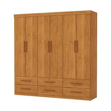 Imagem de Guarda Roupa Dallas 6 Portas Sem Espelho Central 6 Gavetas Carioca Moveis Cinamomo