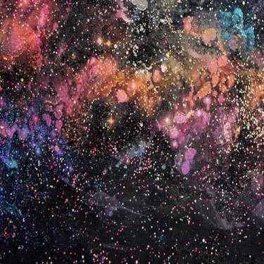 Imagem de Quadro Decorativo Arte Moderna Confete Colorido Para Decoração de Parede 30x30cm