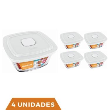 Imagem de 4 Potes De Vidro Facilita Vap Quadrado Com Tampa 1L Marinex - NADIR FI