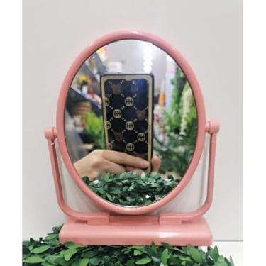 Imagem de Espelho de Mesa Dupla Face Retangular e Oval – Compacto e Funcional para Maquiagem e Decoração (Oval,Um)