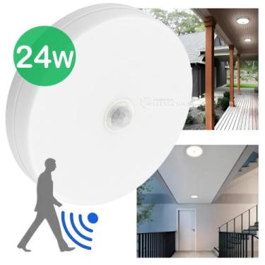 Imagem de Luminária de Sobrepor 24W Bivolt com Sensor de Presença Branco Frio 65