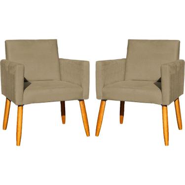 Imagem de Kit 2 Poltronas Decorativa Para Sala Nina Suede Cores Pé Palito 30cm Castanho - Suede
