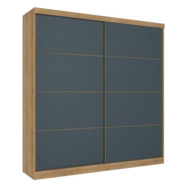 Imagem de Guarda Roupa Casal Malaga 2 Portas Capuccino Azul Acetinado - Thb