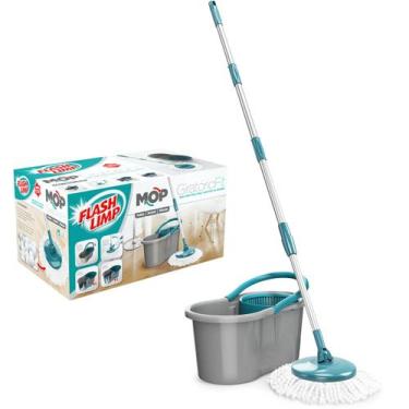 Imagem de Mop Giratório Fit Flash Limp MOP5010 Com Balde, Cinza e Verde