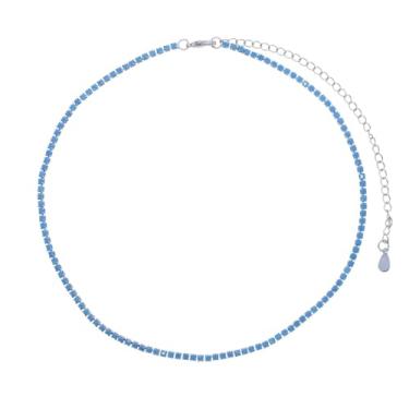 Imagem de Gargantilha feminina 2026 de 2 mm fina para tênis, cor prata, azul turquesa, moda, colar de corrente de alta elegância, ótimo presente para aniversário ou Natal, perfeito para presente para ocasiões