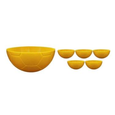 Imagem de Kit 6 Petisqueira Futebol Amarelo 240Ml Plástico - Bb Store
