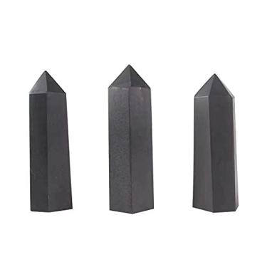 Imagem de URMIBDAI Cheio de textura, 1 peça, varinhas de pedras preciosas naturais, torres de shungite, pontos de cristal de quartzo preto para artesanato folclórico de cristal