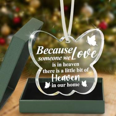 Imagem de Because Someone We Love is in Heaven Ornamento Memorial Borboleta Lembrança Presente de Simpatia para Perda Luto Tributo Lembrança Decoração Conforto Presente para Fúnebre Família Aniversário