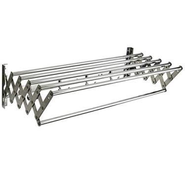 Imagem de LULUMAIC Secador de parede retrátil, dobrável, armazenamento de roupas domésticas, armazenamento de fácil secagem, 50-100 cm, 6 ganchos para toalhas, varão, arejador de lavagem
