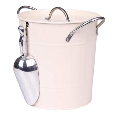 Imagem de Balde de gelo vintage, balde de champanhe de parede dupla com alça e tampa, refrigerador de vinho de metal galvanizado para festas em casa, comporta várias garrafas (rosa)