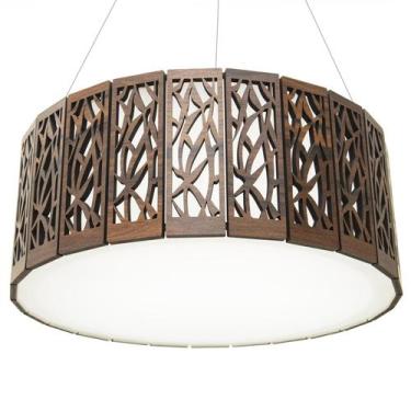 Imagem de Lustre Decorativo Madeira Pendente Copacabana Red 60Cm - Luminária Ilu