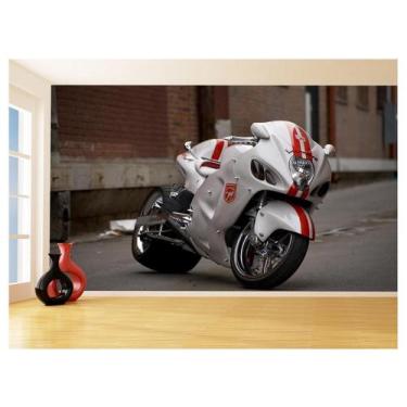 Imagem de Papel De Parede 3D Moto Custom Superbike Branca 3,5M Bkm65 - Você Deco