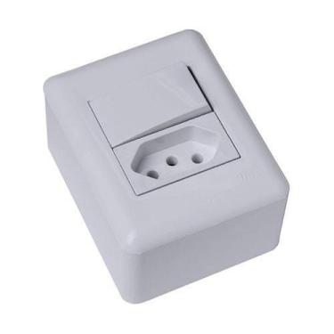 Imagem de Mt - Cj Interruptor Simples + Tomada 10A Sobrepor Montado - - Blux Ove