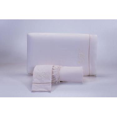 Imagem de Jogo Lençol Casal Super King 3 Peças Palha 200 Fios Algodão - Thais En