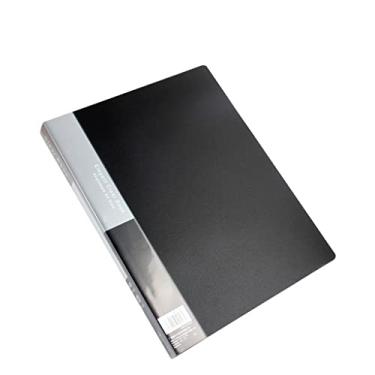 Imagem de Organizador de arquivos de plástico preto para apresentação, pasta, pasta de arquivos, protetores de manga transparente, organizador de documentos para escola, escritório, 60 bolsos, pastas de