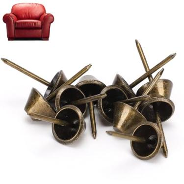 Imagem de 100 peças de tachinhas de estofamento, 11 x 23 mm cabeça de sino de ferro pregos de móveis bronze tachas de estofamento tachas de polegar para móveis decoração de porta de sofá cor bronze