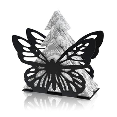 Imagem de Porta-guardanapos decorativos de borboleta, dispensador de guardanapos de papel em pé de metal para mesa de festa de casamento organizador de economia de espaço cozinha café bar loja restaurante sala