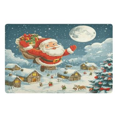 Imagem de SEHANY Tapete de porta de inverno Papai Noel Natal para todos os climas, impermeável, secagem rápida, bem-vindo, tapete de entrada antiderrapante, tapete decorativo de poliéster para entrada, varanda