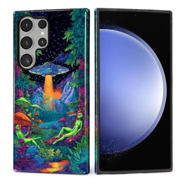 Imagem de Kapadiy Capa para Samsung Galaxy S24 Ultra, design de plantas de nave espacial alienígena de silicone de proteção dupla híbrida + capa protetora de policarbonato rígido à prova de choque fina