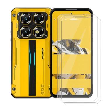 Imagem de YQINHHME Película protetora de tela de vidro temperado Oukitel WP60 5G, [pacote com 3] Película protetora de dureza 9H para Oukitel WP60 5G (18,3 cm), película de vidro temperado altamente