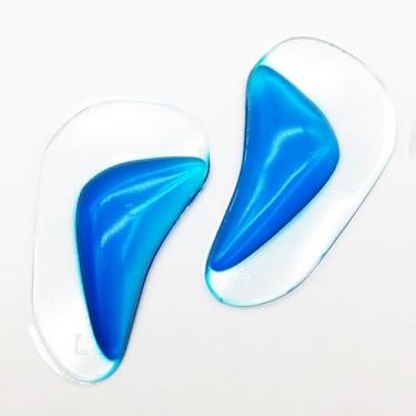 Imagem de Palmilha Ortopédica em Gel de Silicone, Suporte para Arco Plantar, Transparente e Azul, 4,2 x 8,5 cm, Par Adesivo para Pés, Uso Diário e Esportivo