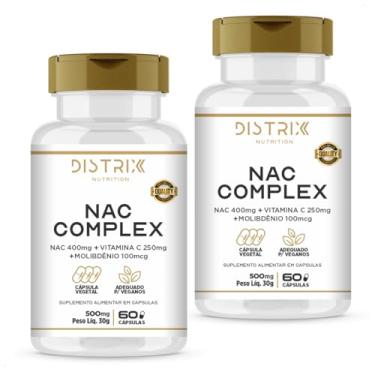 Imagem de NAC Complex Distrix Nutrition N-Acetilcisteína 400mg - Precursor Glutationa com Vitamina C e Molibdênio - Kit 2x 60 Cápsulas Veganas Clean Label