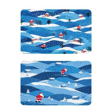 Imagem de Blueangle Conjunto de 2 ímãs de geladeira de esqui de Papai Noel - Ímãs decorativos engraçados de geladeira de cozinha - Seguro para lava-louças e decoração magnética durável (270)