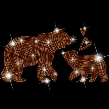 Imagem de SUPERDANT Family Bears Iron on Strass para roupas pais e filhos urso cristal adesivos de transferência de calor animais adesivos de ferro em decalques de strass para camiseta roupas moletom com capuz
