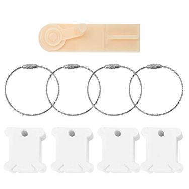 Imagem de GLOGLOW Conjunto de Bobina de Fio de Plástico, 100 Cartões Com Máquina de Enrolamento Manual, Anéis de Retenção, Branco, Ferramenta de Organização de Linha de Bordado Em Ponto Cruz