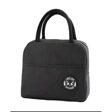 Imagem de Bolsa Térmica Lancheira Preta, 4L Capacidade, Material Poliéster, 23x20x14cm, com Bolso Externo e Alça de Mão, para Escritório e Escola