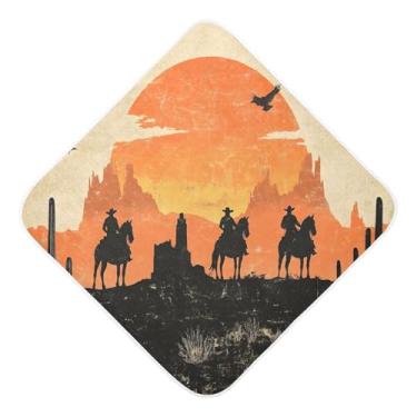 Imagem de STAYTOP Toalhas de bebê vintage com capuz de musselina ocidental, toalha de banho super macia, toalhas de banho absorventes para banho recém-nascido unissex 89 x 89 cm